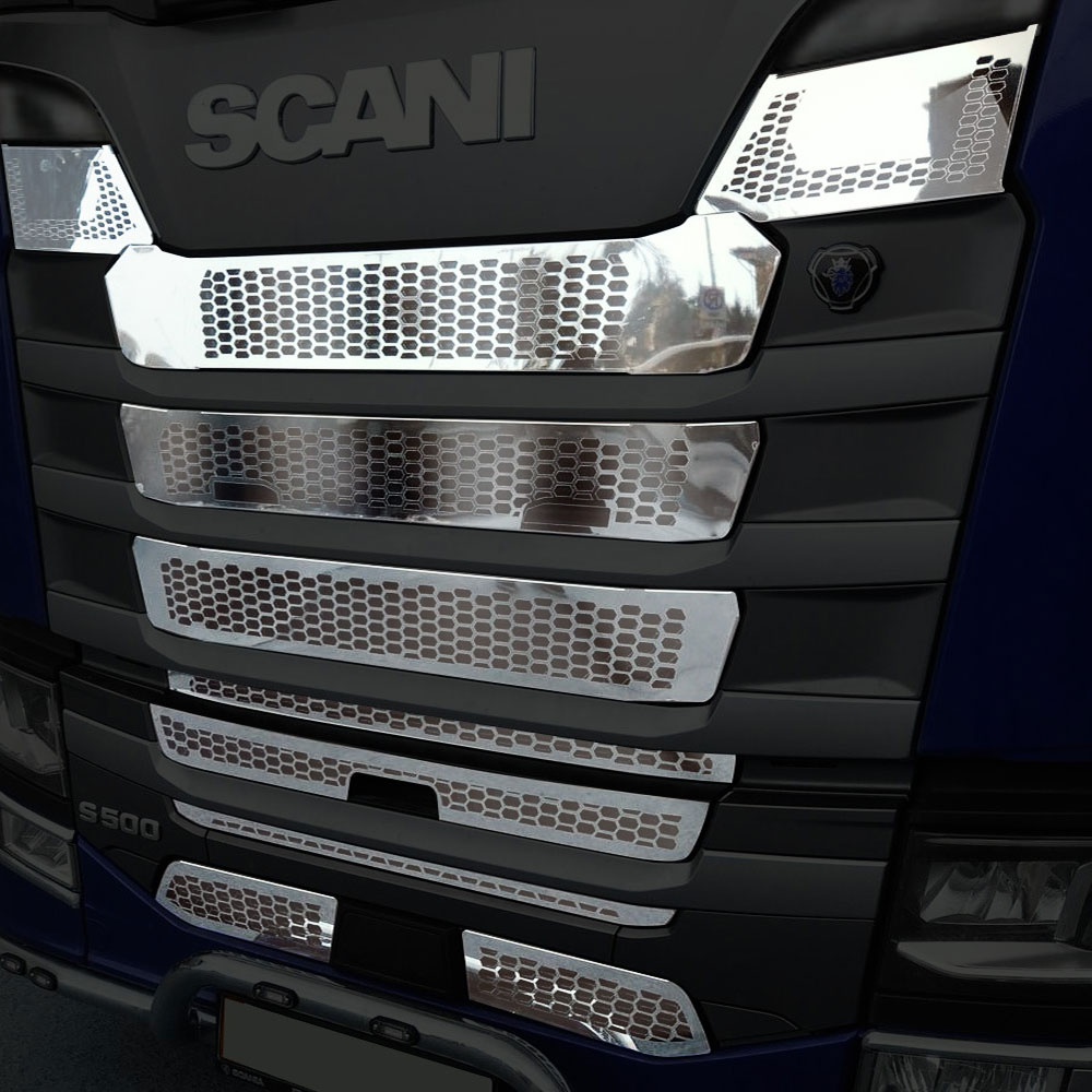 FSC254 SCANIA FOR GRILL CHROME WITH FOG S/R 2016+